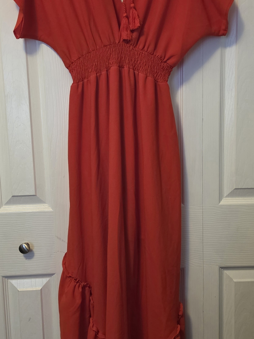 Flying Tomato Red Ruffled High-Low Dress - Picture 2 of 6